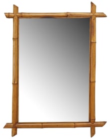 FRENCH FAUX BAMBOO TURNED WOOD WALL MIRROR