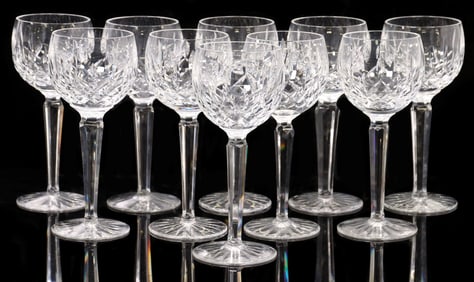 (10) WATERFORD 'LISMORE' CUT CRYSTAL HOCK WINE GLASSES