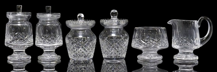 (6) WATERFORD CUT CRYSTAL 'LISMORE & 1 'COMERAGH' (ATTRIB.) TABLEWARE