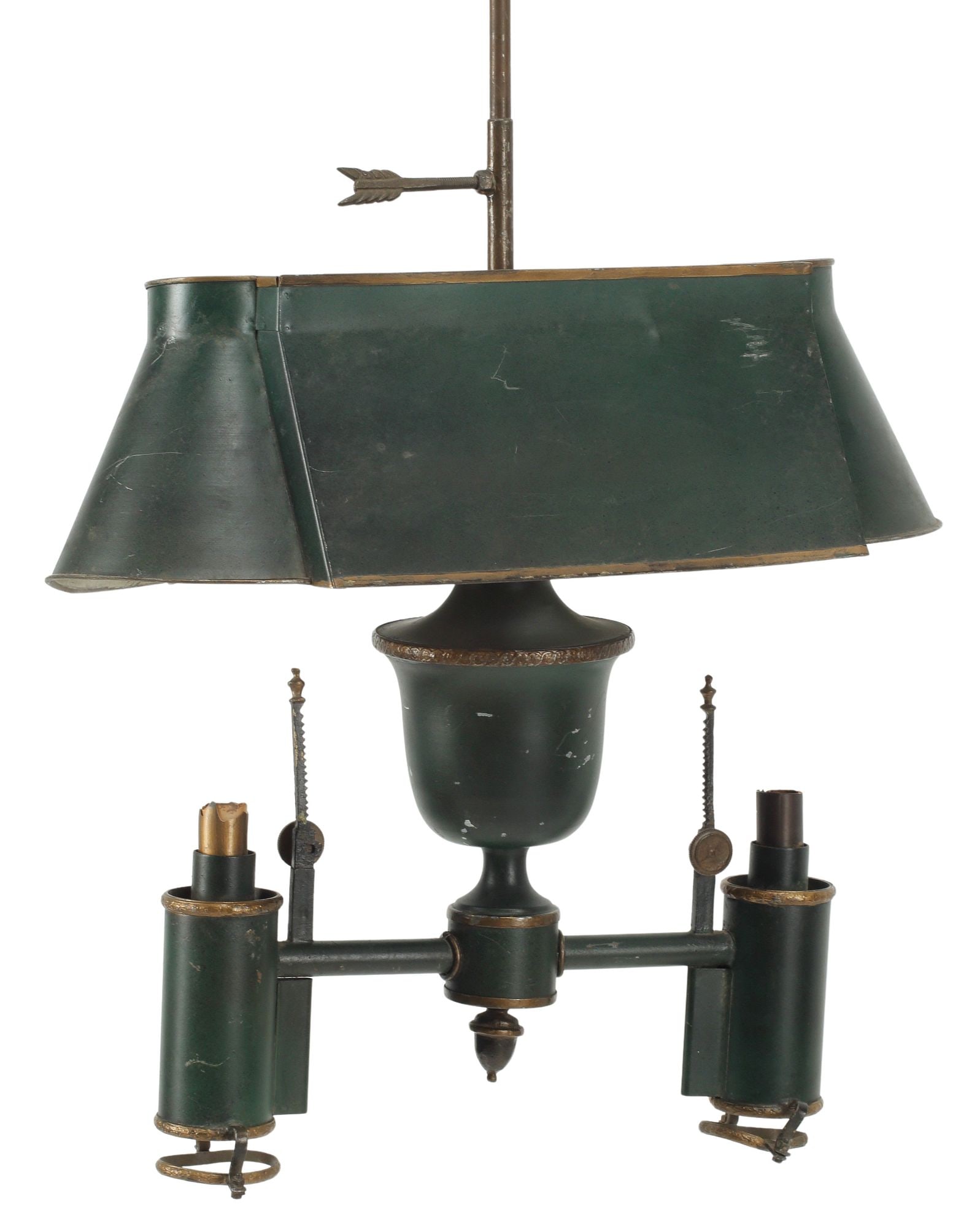 EMPIRE STYLE GREEN TOLE HANGING BOUILLOTTE LAMP (1 of 4)