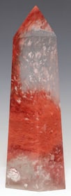 CHERRY RED SMELT FACETED TOWER, 14"H