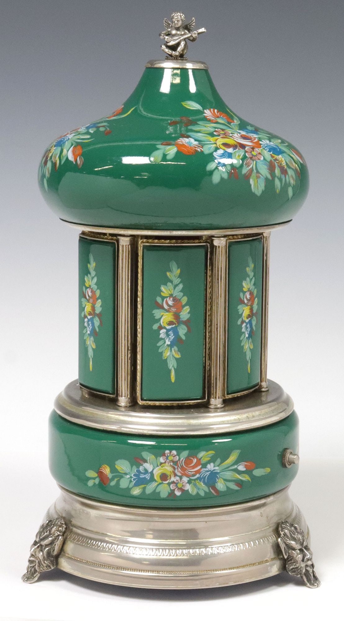 ITALIAN PORCELAIN CAROUSEL CIGARETTE DISPENSER WITH SWISS MUSIC BOX (1 of 10)