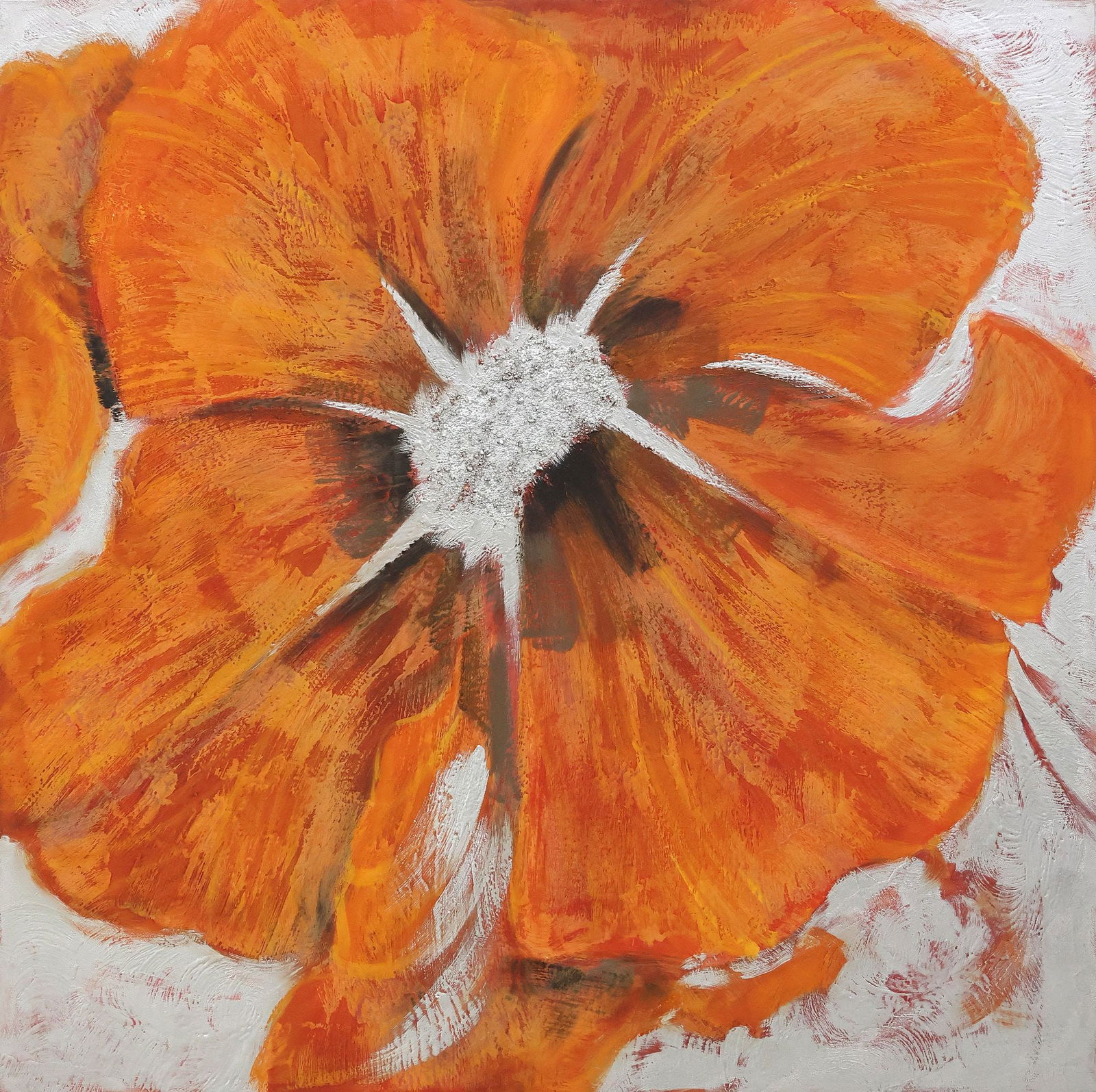 GALLERY-WRAPPED ACRYLIC PAINTING RED POPPY FLOWER (1 of 3)