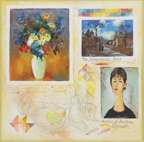 OLGA MARIA ROUBIN (ATTRIB) PAINTING VASE OF FLOWERS 31.5" X 31.5"