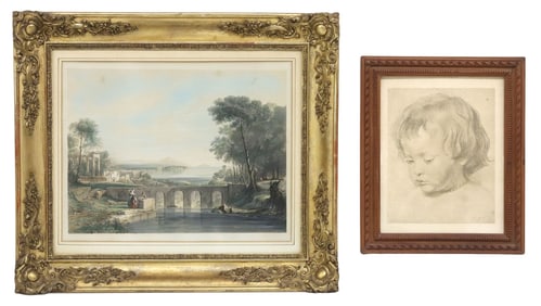 (2) FRAMED PRINTS: LITHOGRAPH ITALIAN LANDSCAPE AFTER A.W. CALLCOTT