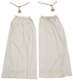 (2) CUSTOM FLORAL DAMASK SILK CURTAIN PANELS