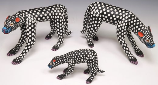 (3) MANUEL JIMENEZ (D.2005) OAXACA MEXICO ALEBRIJE, FAMILY OF JAGUARS