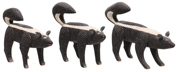 (3) AGUILINO GARCIA (20TH C.) OAXACA MEXICO CARVED & PAINTED ALEBRIJES