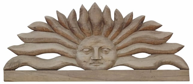 LARGE CARVED WOOD OVER-DOOR ARCHITECTURAL SUN ELEMENT, MEXICO