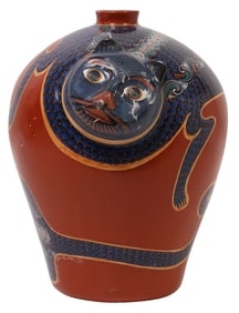 LUIS CORTEZ TONALA MEXICO FOLK ART BURNISHED POTTERY NAHUAL VASE