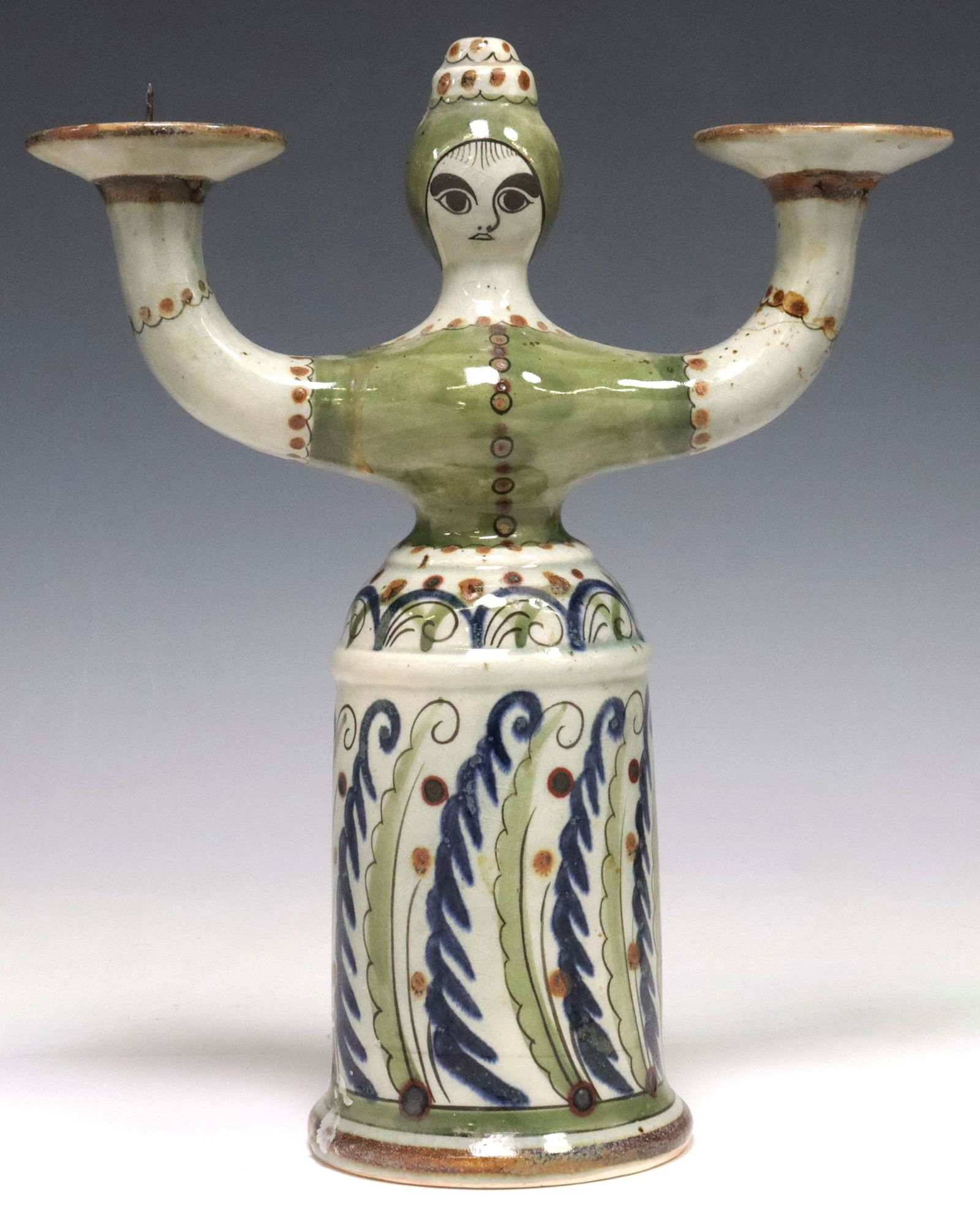 KEN EDWARDS TONALA FOLK ART POTTERY FIGURAL CANDELABRUM (1 of 5)