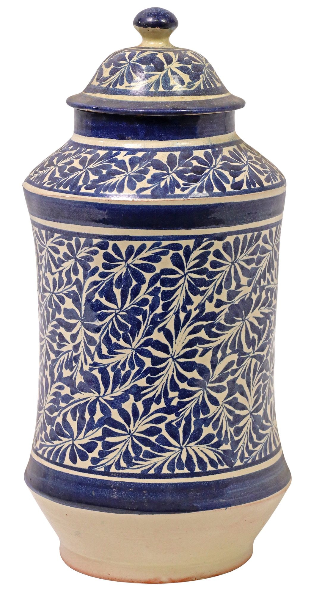 TALAVERA GLAZED LIDDED ALBARELLO / APOTHECARY JAR, MEXICO (1 of 4)