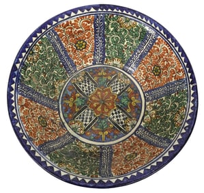 LARGE MEXICO TALAVERA POTTERY BASIN BOWL 22"