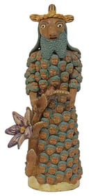 MEXICO FOLK ART POTTERY RELIGIOUS FIGURE, PROPHET / MAN OF MANY FACES