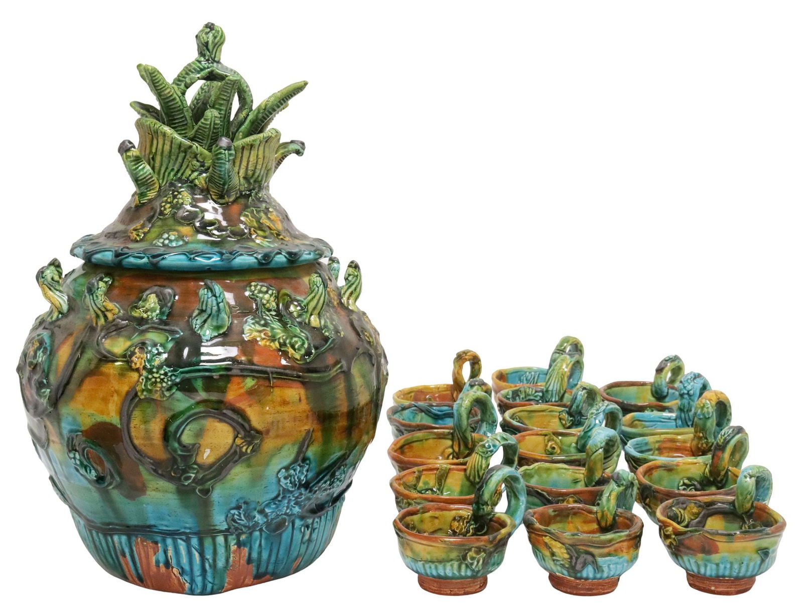 (17) MANNER OF LISA KAY ORR STUDIO ART POTTERY PUNCH SERVICE (1 of 7)