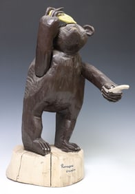 RANSFORD NAUGLER (B.1953) NOVA SCOTIA FOLK ART ANIMAL CARVING 26.5"