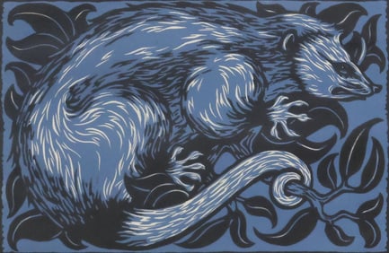 DAVID EVERETT (B.1950) COLOR WOODCUT 'NIGHTFALL'