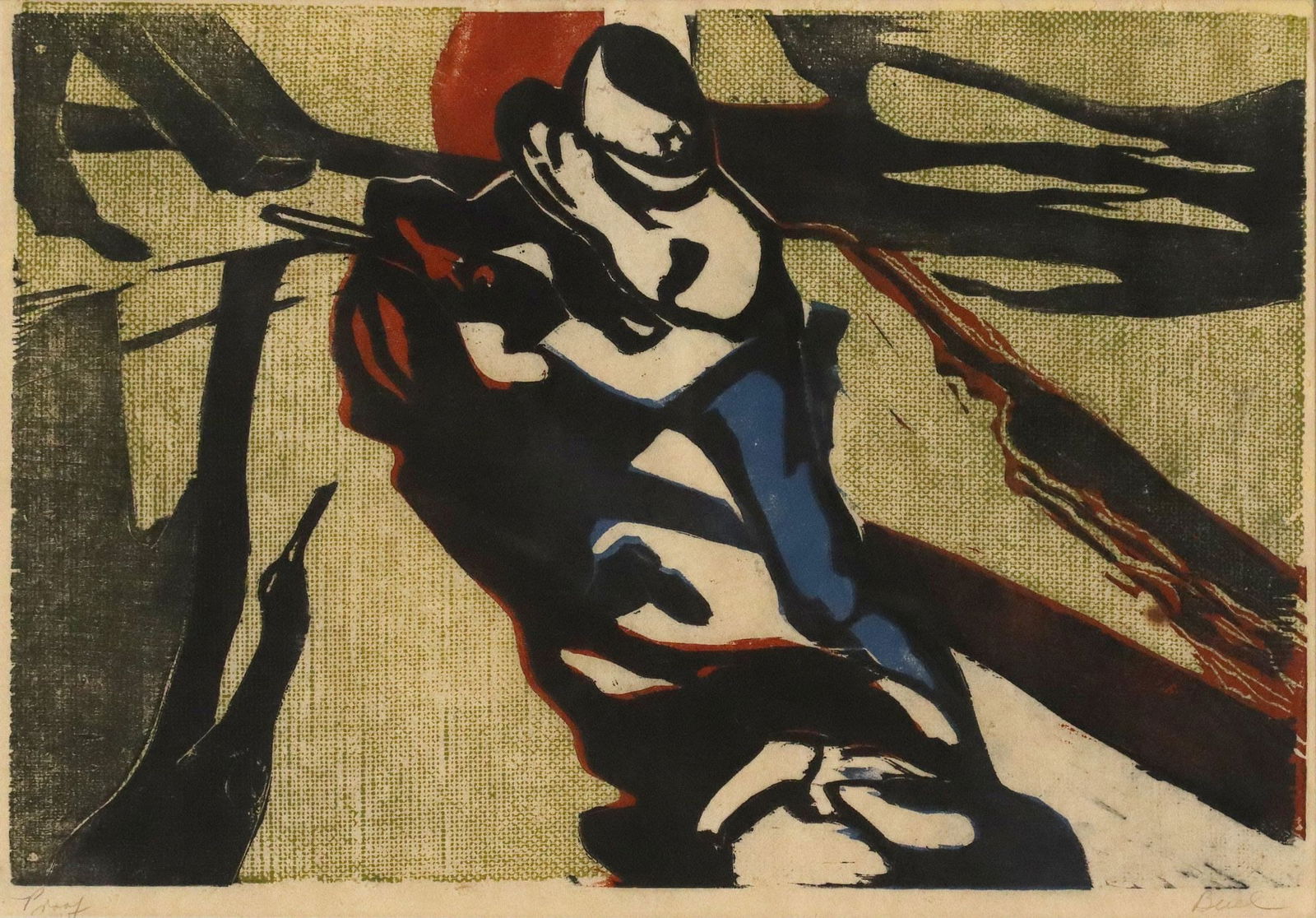 NELLIE BUEL (1908-2002) COLOR WOODCUT ON PAPER (1 of 5)