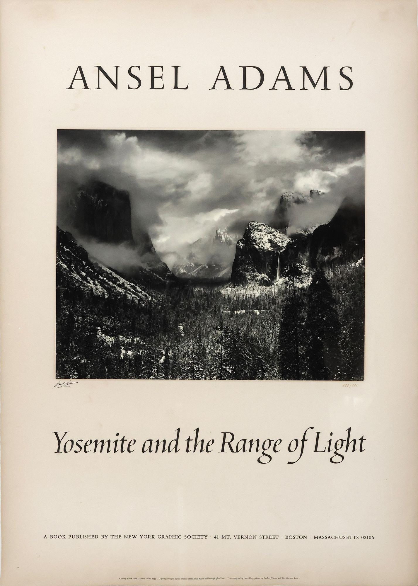 ANSEL ADAMS SIGNED & NUMBERED YOSEMITE VALLEY POSTER (1 of 6)