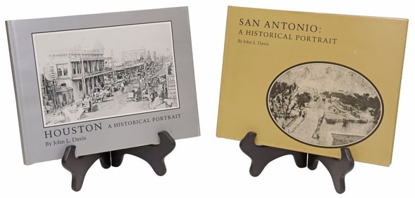 (2) JOHN L. DAVIS ENCINO PRESS BOOKS, SAN ANTONIO & HOUSTON HISTORICAL PORTRAITS