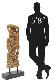 SOUTHEAST ASIAN ARCHITECTURAL CARVED BODHISATTVA SCULPTURE, 50"H