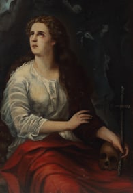 SPANISH SCHOOL PAINTING PENITENT MARY MAGDALENE