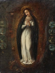 FLEMISH SCHOOL PAINTING ON COPPER PLATE IMMACULATE CONCEPTION