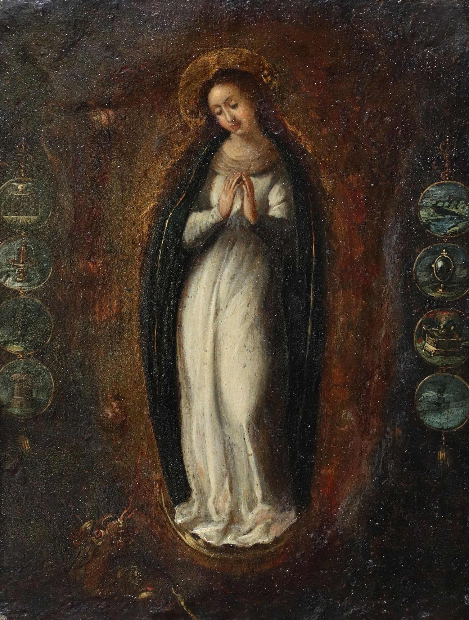 FLEMISH SCHOOL PAINTING ON COPPER PLATE IMMACULATE CONCEPTION (1 of 3)