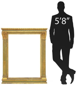 LARGE GREEN-PAINTED & PARCEL-GILT TABERNACLE FRAME, 54" X 45"