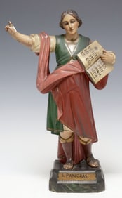 SPANISH POLYCHROME PLASTER SANTO SAINT PANCRAS OF ROME