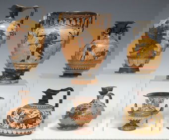 (6) GRAND TOUR STYLE REPRODUCTION GREEK & ROMAN POTTERY VASES