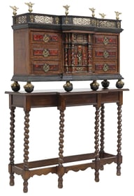 SPANISH GILT METAL-MOUNTED & SHELL-INLAID CABINET-ON-STAND