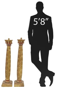 (2) SPANISH ARCHITECTURAL CARVED GILTWOOD COLUMNS, 33 3/8"H