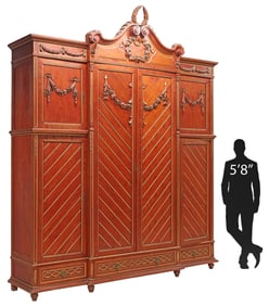 PALATIAL SPANISH PARCEL GILT BREAKFRONT WARDROBE, 11'7"H