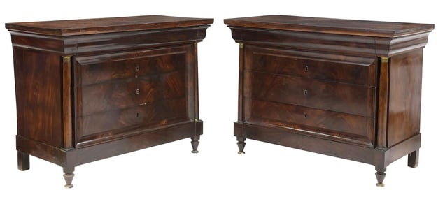 (2) SPANISH EMPIRE STYLE MAHOGANY COMMODES