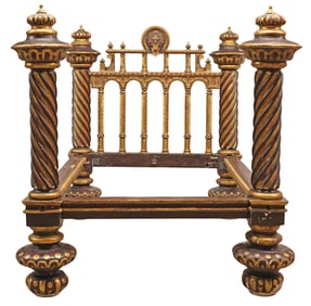 EXCEPTIONAL SPANISH BAROQUE PERIOD HERALDIC FOUR POSTER BED, 16TH/17THC.