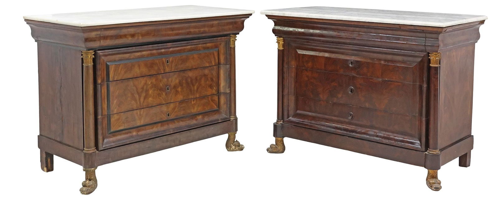 (2) SPANISH EMPIRE PARCEL-GILT MAHOGANY COMMODES (1 of 5)