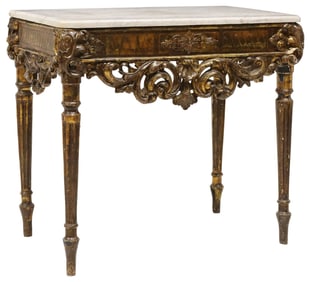 NEOCLASSICAL MARBLE-TOP GILTWOOD CONSOLE TABLE