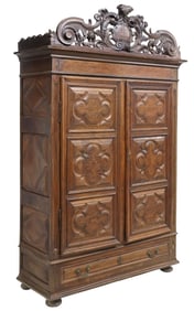 SPANISH BAROQUE WALNUT & LINE-INLAID ARMOIRE