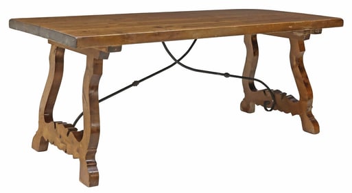 SPANISH BAROQUE STYLE WALNUT TRESTLE DINING TABLE