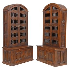(2) COLONIAL STYLE STEPBACK BOOKCASES/ CABINETS, MEXICO