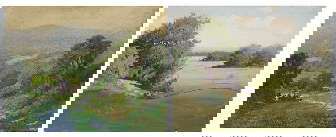 MORRIS WALTON LEADER (1877-1966) 2-SIDED PAINTING, TEXAS BLUEBONNETS LANDSCAPE