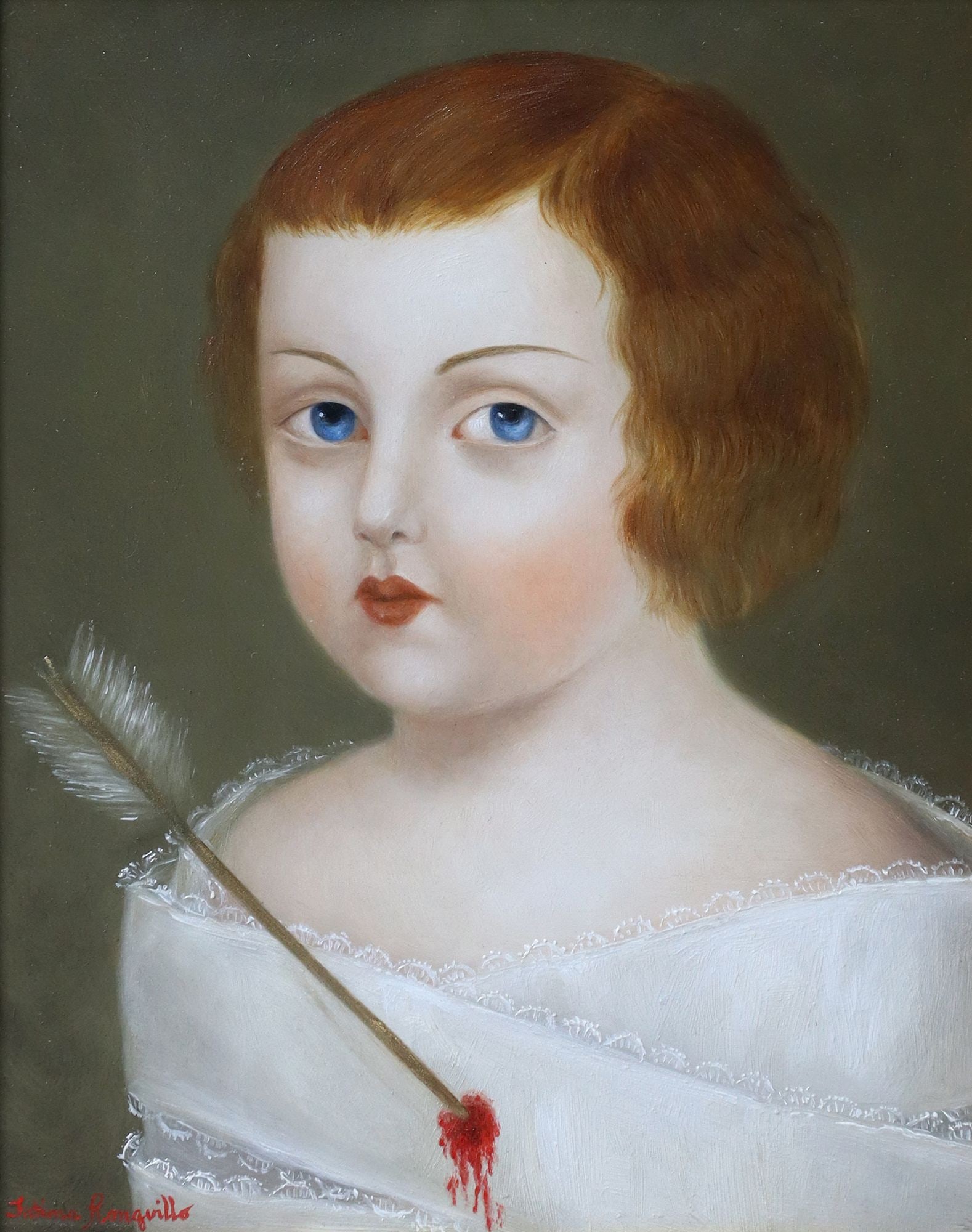 FATIMA RONQUILLO (B.1976) PAINTING 'BOUND AND WOUNDED,' 10" X 8" (1 of 5)