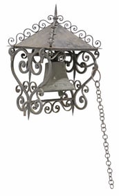 ITALIAN BRONZE & WROUGHT IRON WALL-MOUNT DOOR BELL