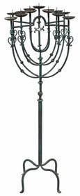 LARGE WROUGHT IRON 13-LT STANDING FLOOR CANDELABRUM, 50"H