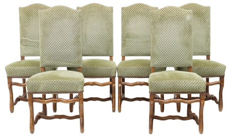 (6) FRENCH LOUIS XIV STYLE UPHOLSTERED HIGHBACK DINING CHAIRS