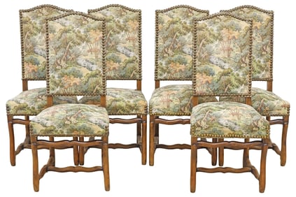 (6) FRENCH LOUIS XIV STYLE TAPESTRY-UPHOLSTERED HIGHBACK CHAIRS