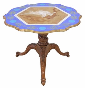CONTINENTAL PAINT DECORATED SPIRALED CENTER TABLE