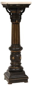 VICTORIAN BLACK-PAINTED & PARCEL-GILT PEDESTAL