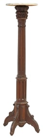 AMERICAN VICTORIAN MARBLE-TOP CARVED PEDESTAL PLANT STAND